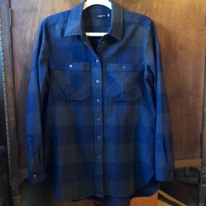 Last chance. Classic check print 100% wool long sleeve shirt